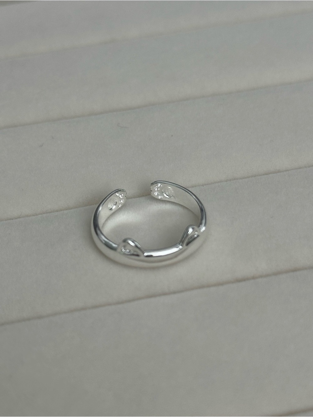 Cute 925 Sterling Silver Cat Ear & Paw Adjustable Ring - Picture 2 of 4